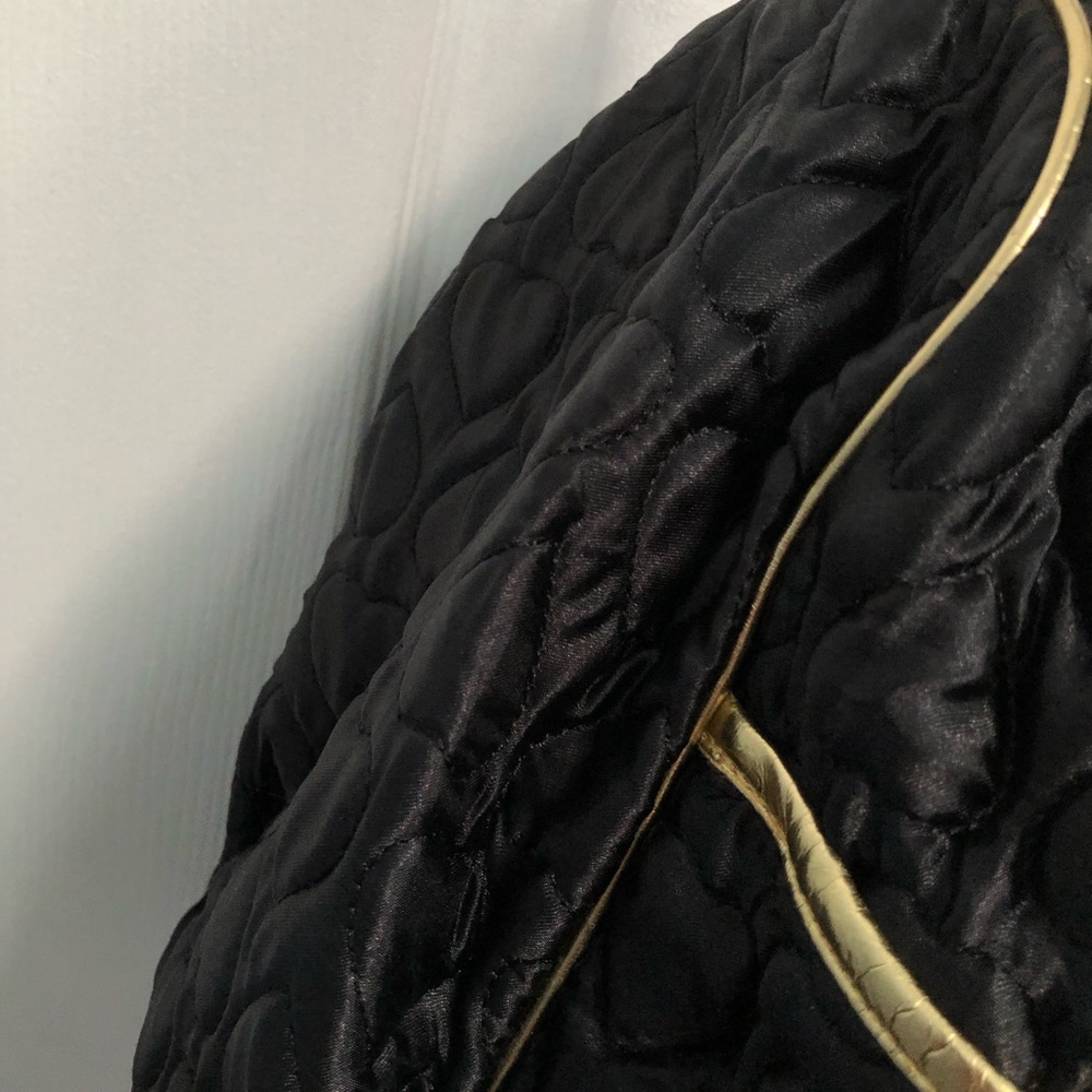 Betseyville Betsey Johnson Party Hearty Black Gold overnight Bag Quilted duffle - Picture 9 of 15